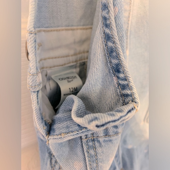 Oshkosh 12 month bleached heart baby overalls with heart pocket - Picture 4 of 5